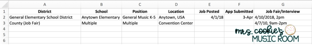 job search excel spreadsheet