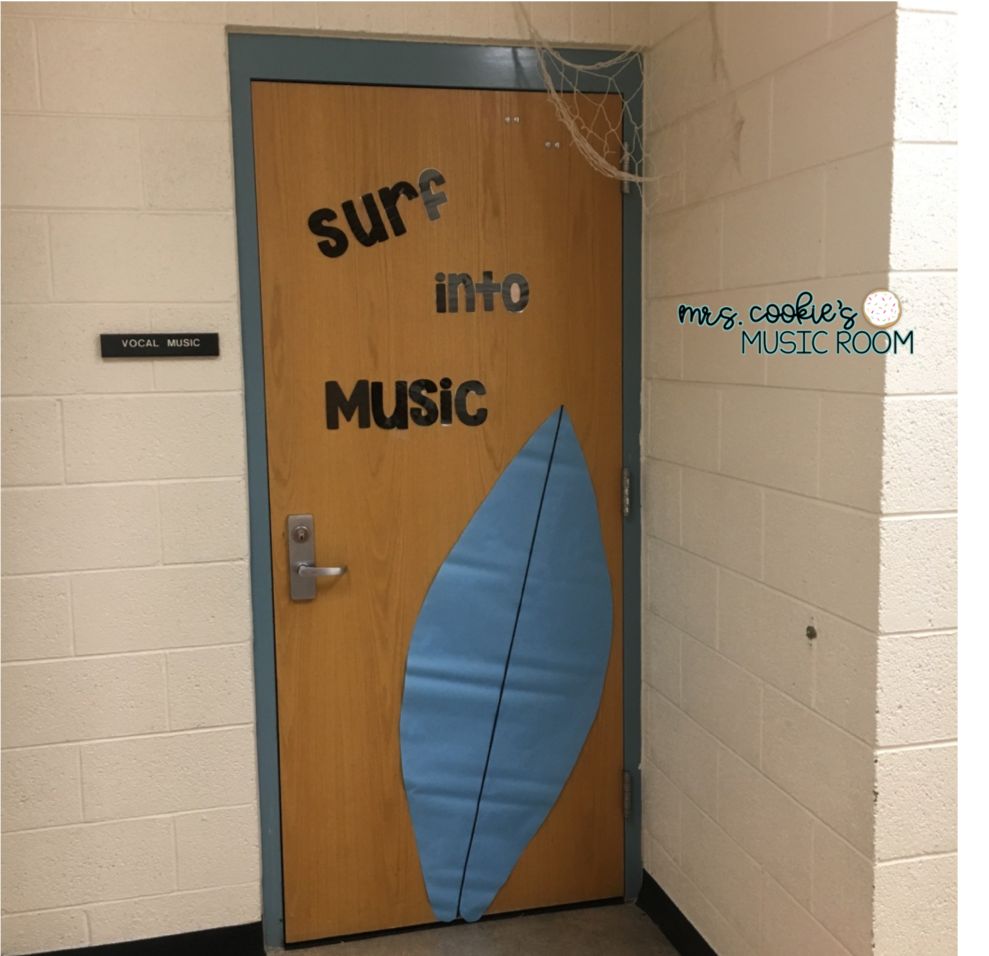 door decor: "Surf into music!"