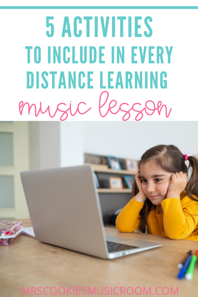 girl on laptop for distance learning, for five types of activities to include in every distance learning lesson 