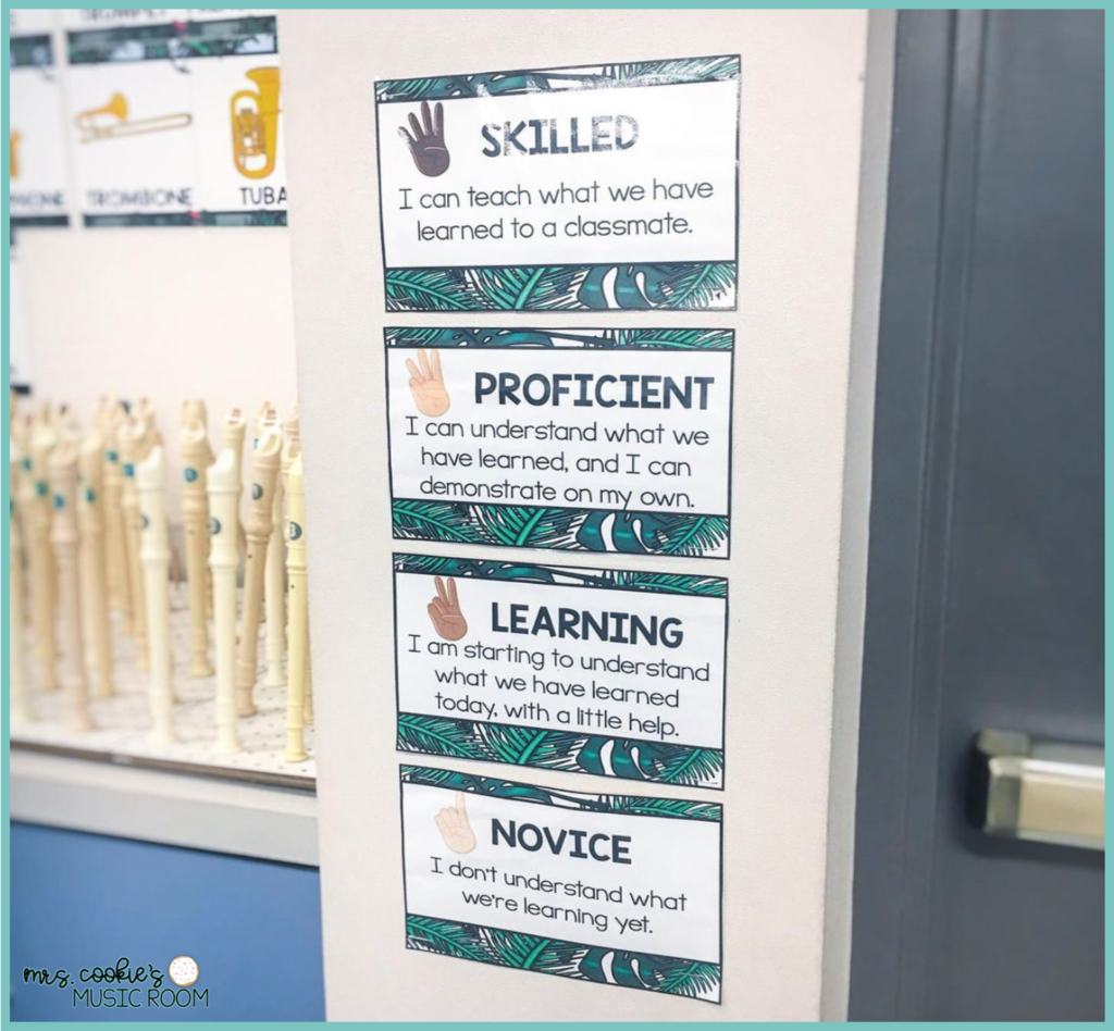 Self-assessment posters with instructions for how many fingers to hold up, for five types of activities to include in every distance learning lesson 