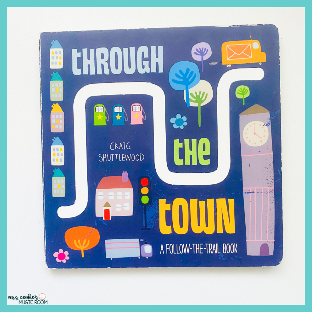 "Through the Town" book for vocal exploration on a white background